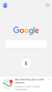 Page d'accueil de l'application Google pour iPhone