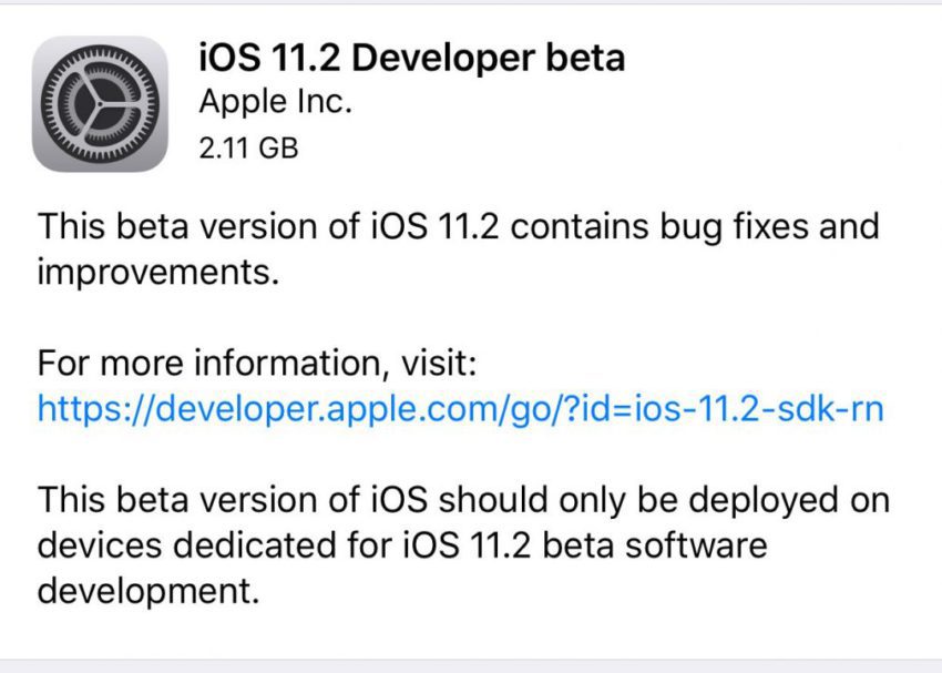 iOS 11.2 bêta 1 est disponible : les nouveautés