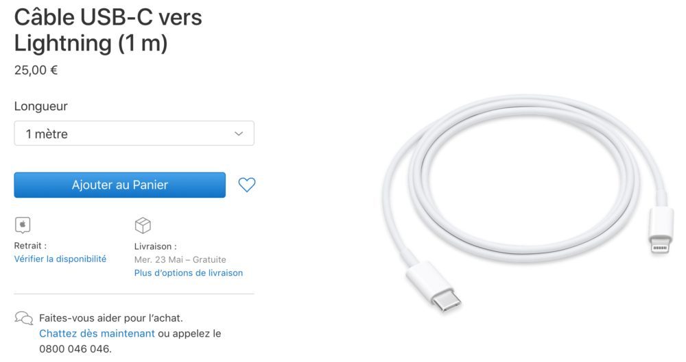 câble Lightning vers USB-C