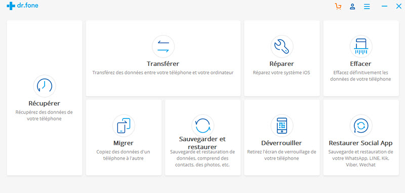 Wondershare dr.fone écran principal