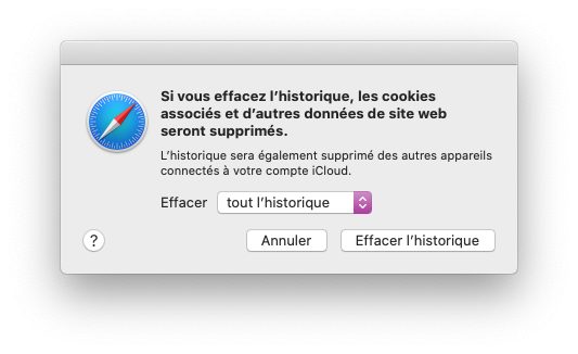 Effacer l'historique et les cookies de Safari sur Mac