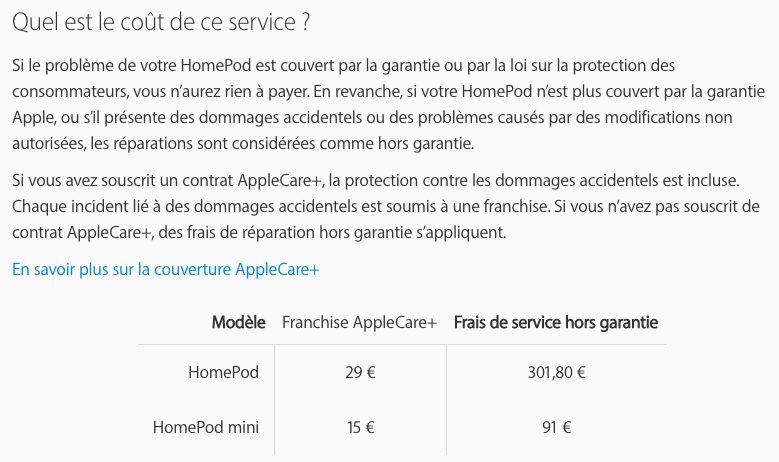 prix réparation HomePod mini