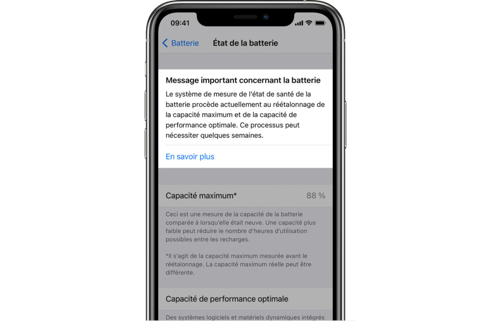 étalonnage batterie iPhone 11 avec iOS 14.5