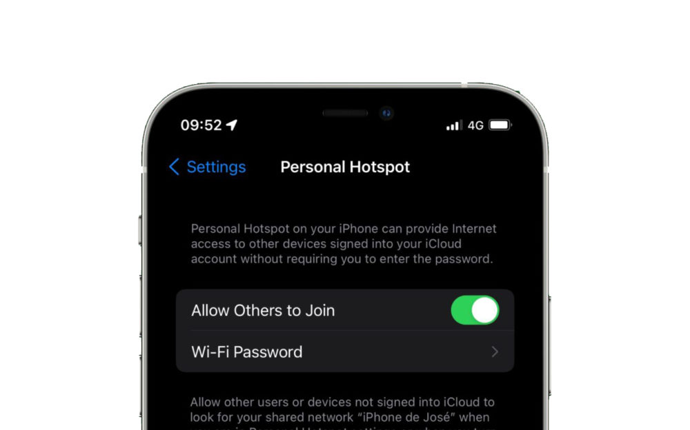 partage de connexion sur iOS 15