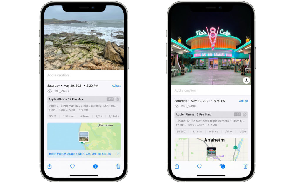 données EXIF des photos sous iOS 15