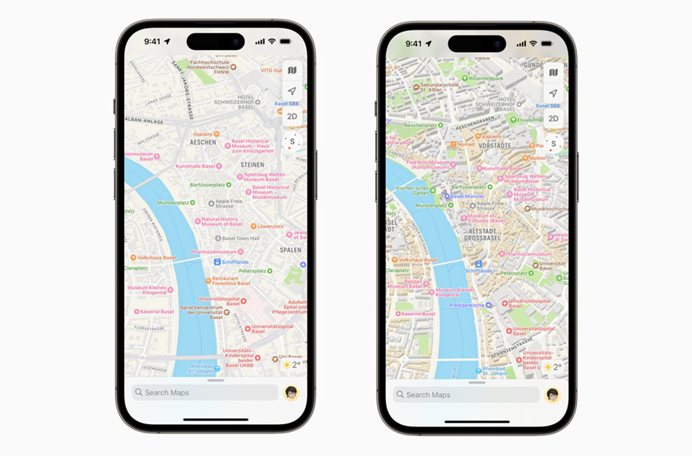 nouvelles cartes dans Apple Plans