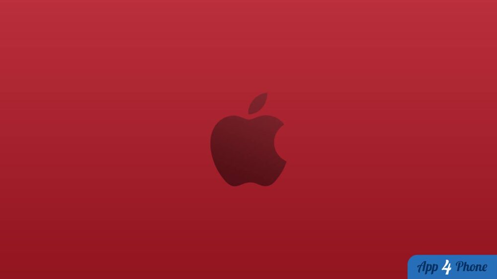 Logo Apple sur fond rouge uni