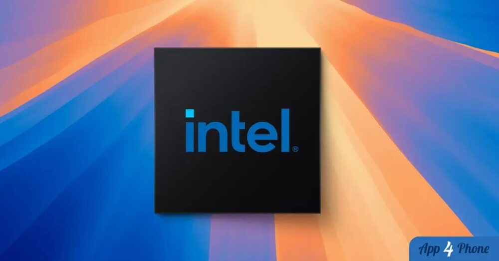 Logo Intel sur fond graphique coloré