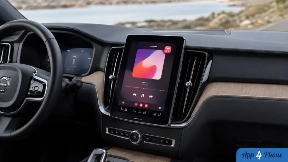 Tableau de bord Volvo affichant Apple Music