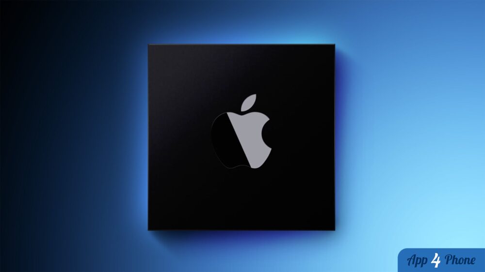 Puce Apple noire sur fond bleu