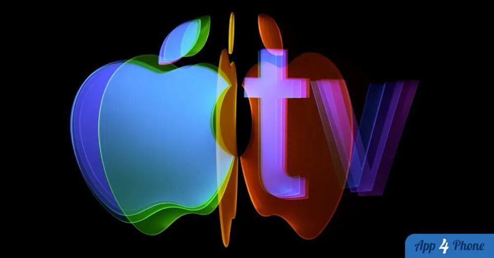 Logo Apple TV coloré sur fond noir
