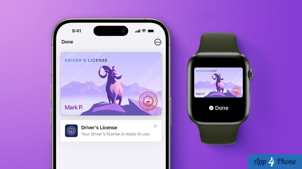 iPhone et Apple Watch affichant un permis de conduire numérique