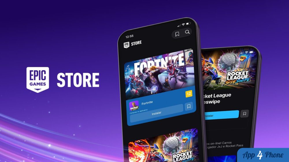 Deux iPhone affichant l’Epic Games Store avec Fortnite
