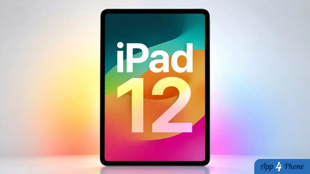 Rendu d’un iPad 12 sur fond coloré