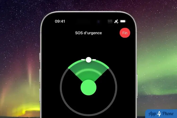 Écran iPhone SOS d’urgence par satellite