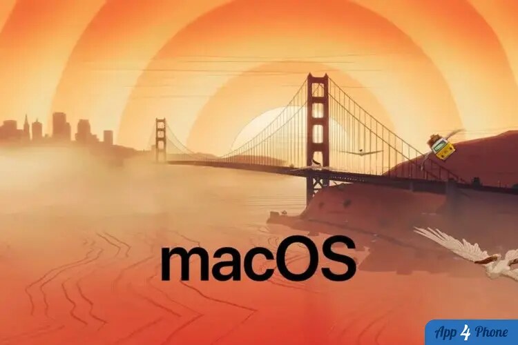 Illustration macOS avec le logo sur fond de pont