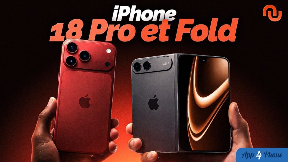 Rendu de deux smartphones Apple, dont un pliable