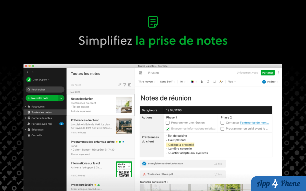 Evernote — capture d'écran