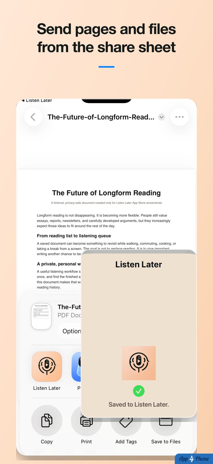 Listen Later: Text to Podcast — capture d'écran
