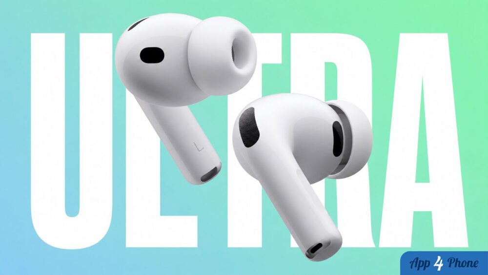 Écouteurs sans fil Apple illustrant les supposés AirPods Ultra