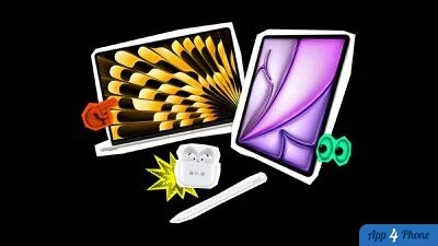 MacBook, iPad, AirPods et Apple Pencil illustrant la promotion Apple