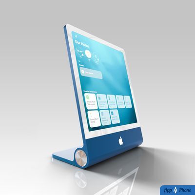 Rendu d’un hub domestique Apple avec écran tactile de gestion