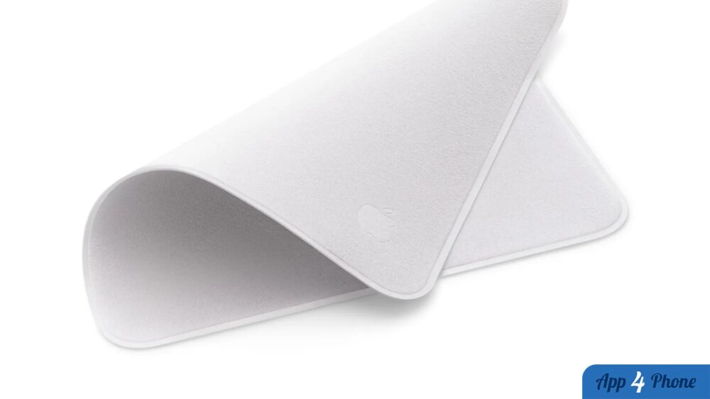 Chiffon de polissage Apple blanc présenté déplié
