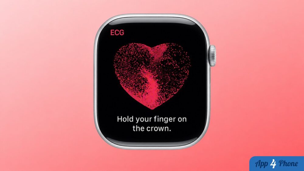 Apple Watch affichant l’application ECG et un cœur stylisé