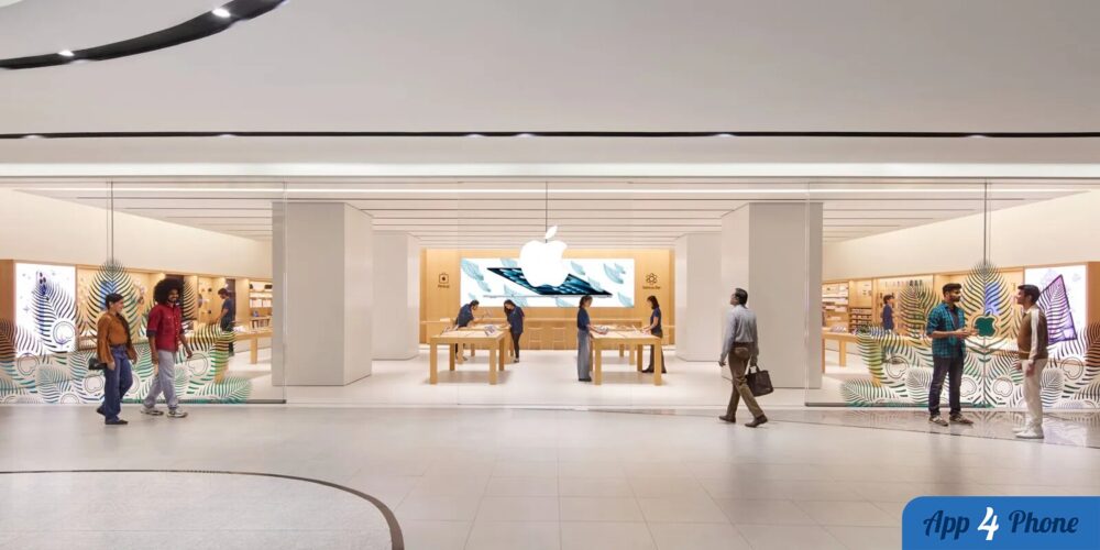 Apple Store lumineux présentant des appareils sur des tables