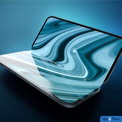 Rendu d’un smartphone pliable affichant un écran ondulé