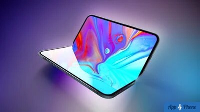 Illustration d’un iPhone pliable ouvert aux coins arrondis