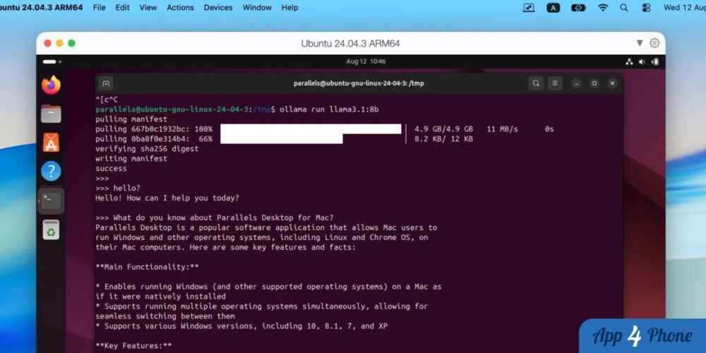 Machine virtuelle Ubuntu sur Mac lançant un modèle de langage local