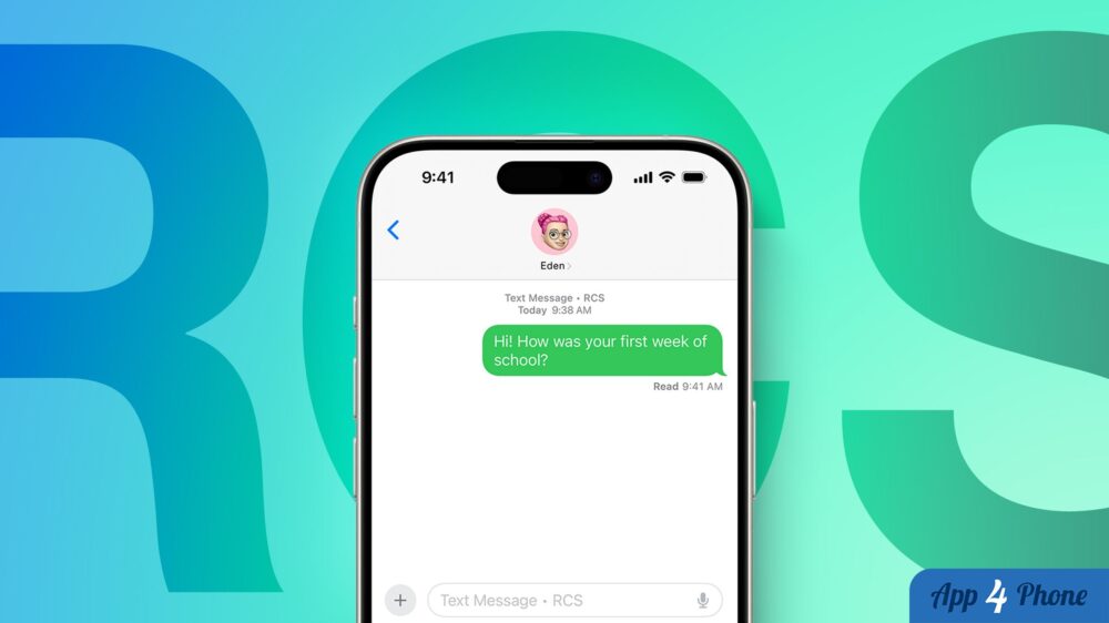 iPhone affichant une conversation RCS avec un message vert