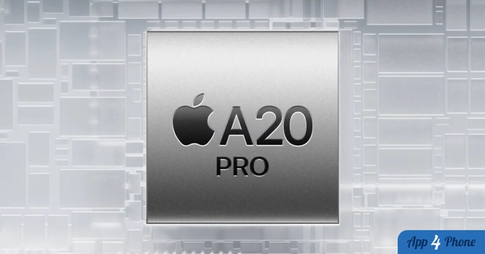 Rendu du processeur Apple A20 Pro sur un motif de circuit