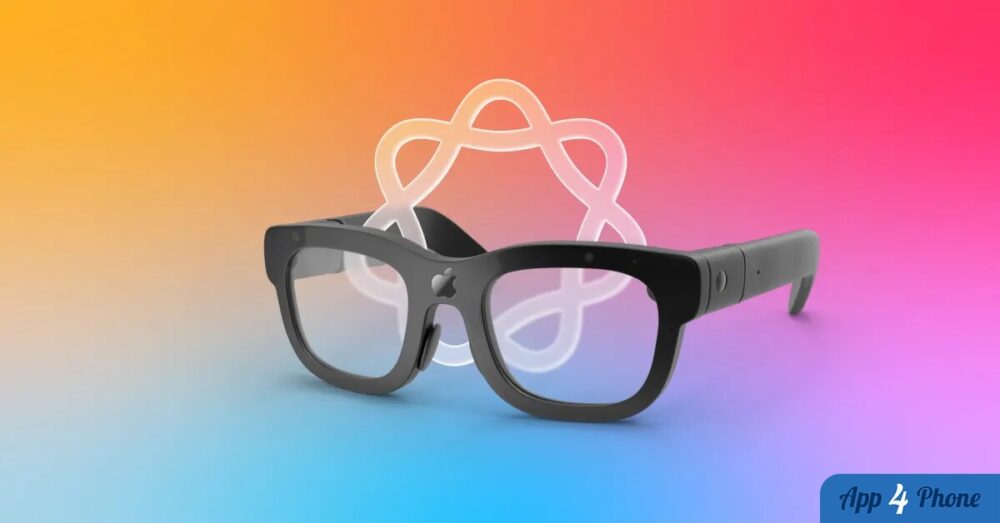Rendu conceptuel de lunettes intelligentes Apple sur fond coloré