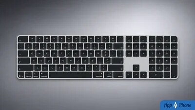 Vue d’ensemble d’un Magic Keyboard noir avec pavé numérique