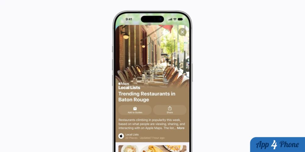 Apple Maps présente une liste de restaurants tendance sur iPhone