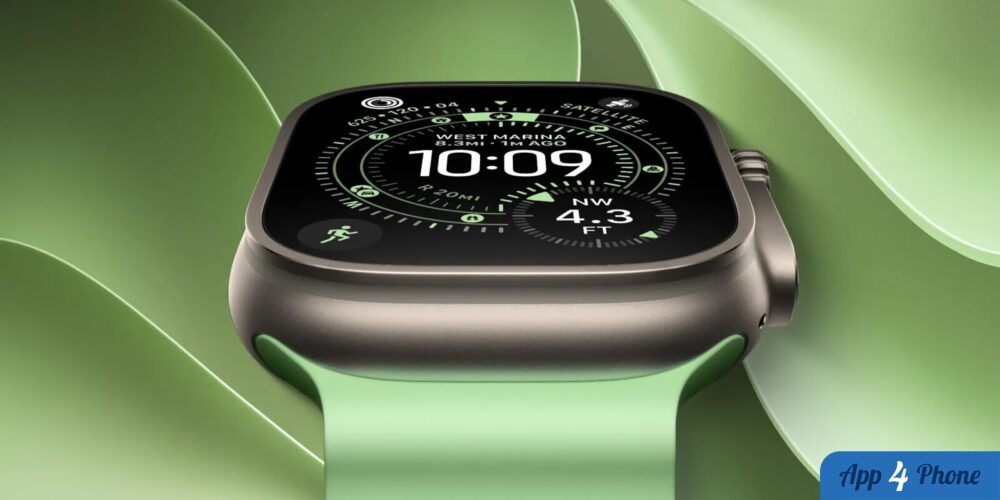 Apple Watch Ultra en gros plan affichant un cadran de navigation