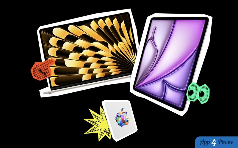 Illustration de produits Apple et d’une carte cadeau Apple Gift Card