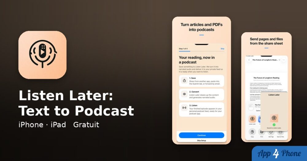 Listen Later: Text to Podcast sur iPhone, iPad