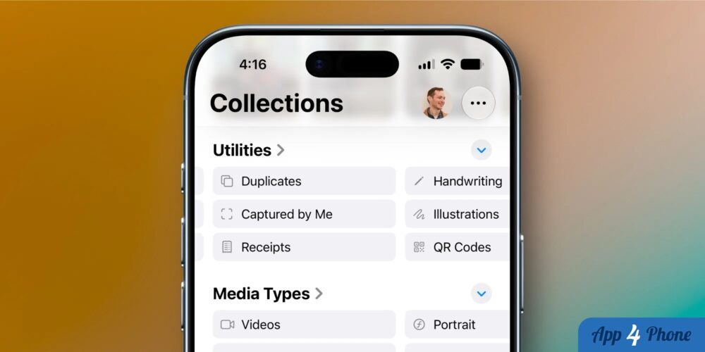 Écran de l’app Photos affichant la collection « Captured by Me »