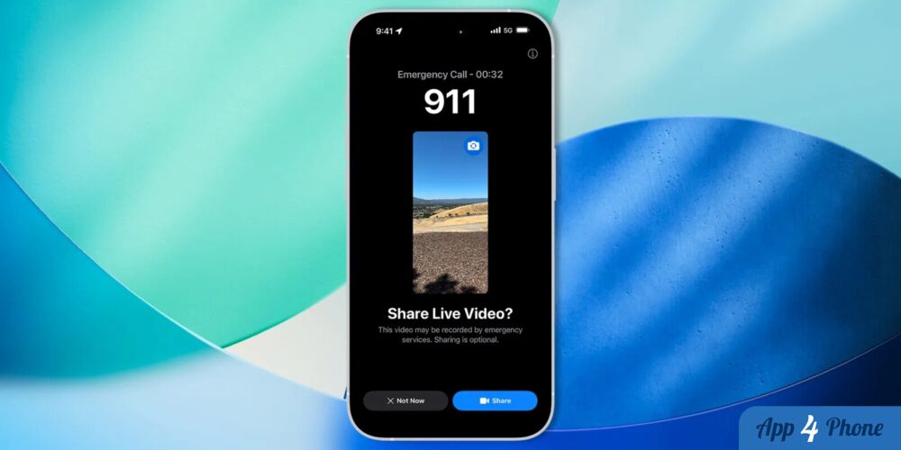 Écran d’iPhone proposant de partager une vidéo avec les secours