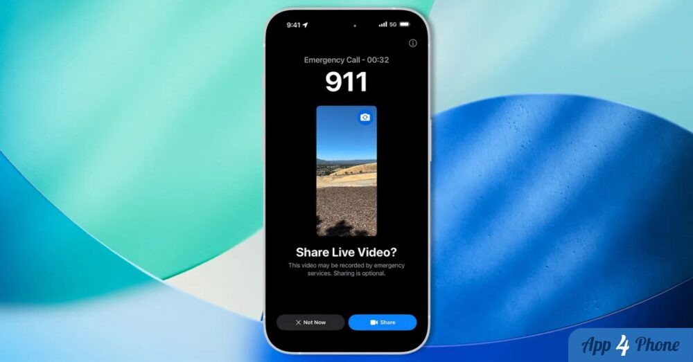 iPhone affichant l’option de partage vidéo en direct d’urgence