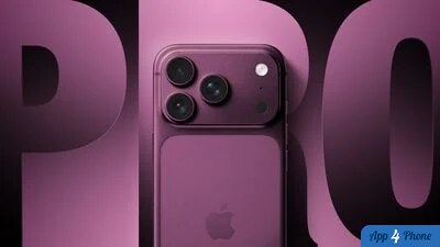 Rendu compact d’un iPhone 18 Pro violet vu de dos