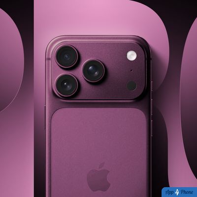 Vue rapprochée d’un iPhone violet avec ses trois caméras arrière
