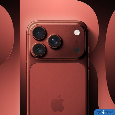 Rendu conceptuel d’un iPhone Pro rouge montrant son triple appareil photo