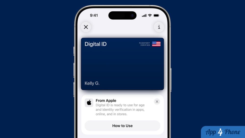 iPhone affichant une carte Digital ID liée à un passeport américain