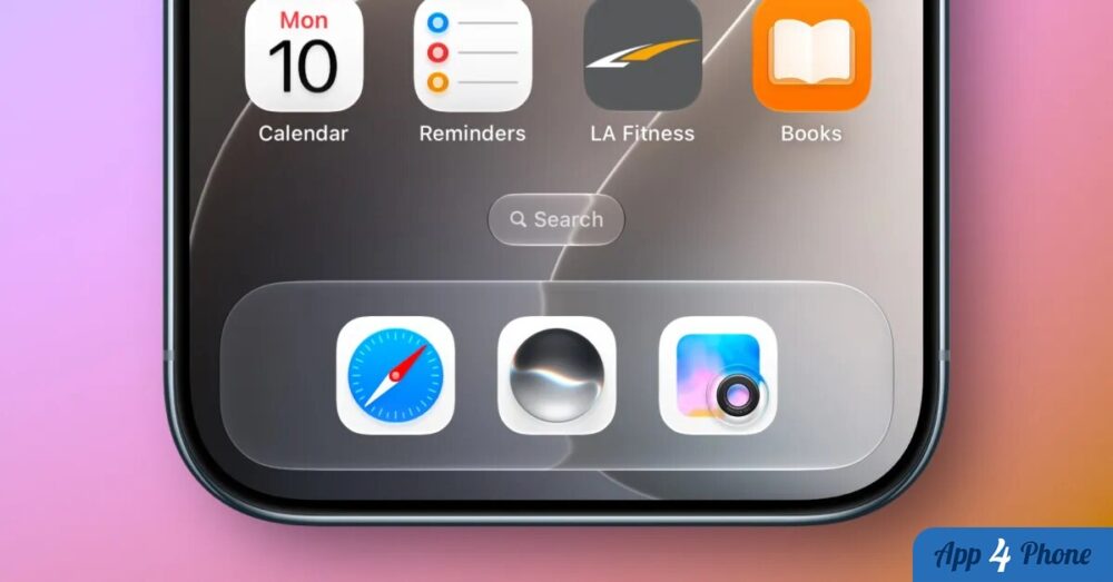 Écran d’accueil d’un iPhone montrant les nouvelles icônes Safari et Siri