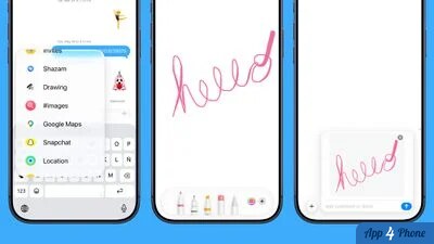 Messages affiche des outils de dessin et un message manuscrit.