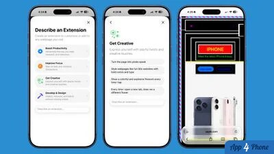 Écrans iPhone montrant la création d’une extension Safari personnalisée